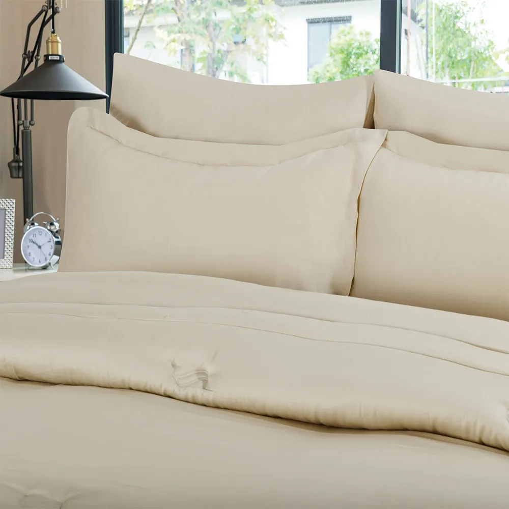 plain cotton comforter light beige Bedding
